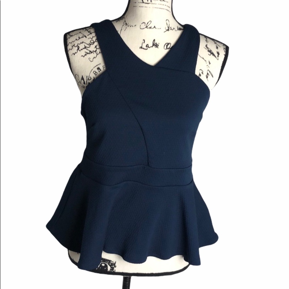 Blue Sleeveless Blouse Size L